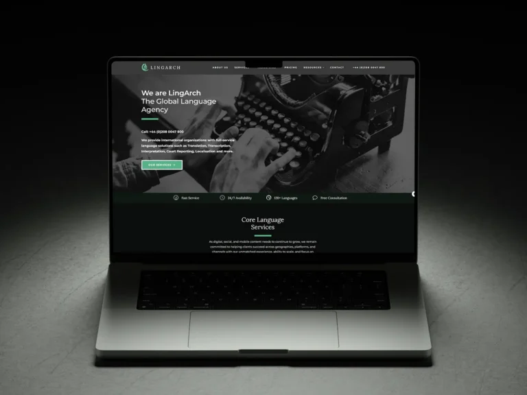 LingArch multilingual WordPress homepage showing language switcher